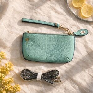 A Classy Boutique Teal Leather Wristlet